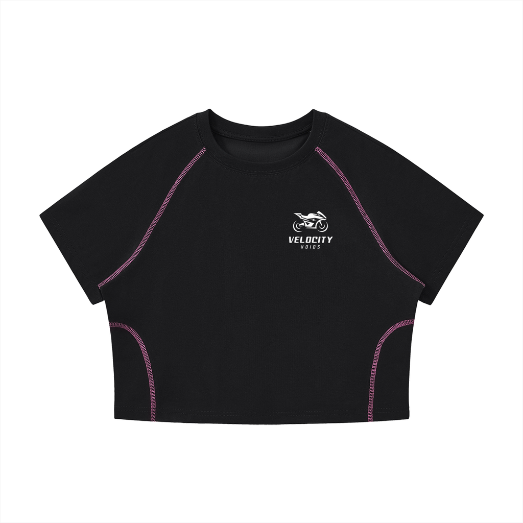 Women's Contrast Stitch Raglan Crop T-Shirt